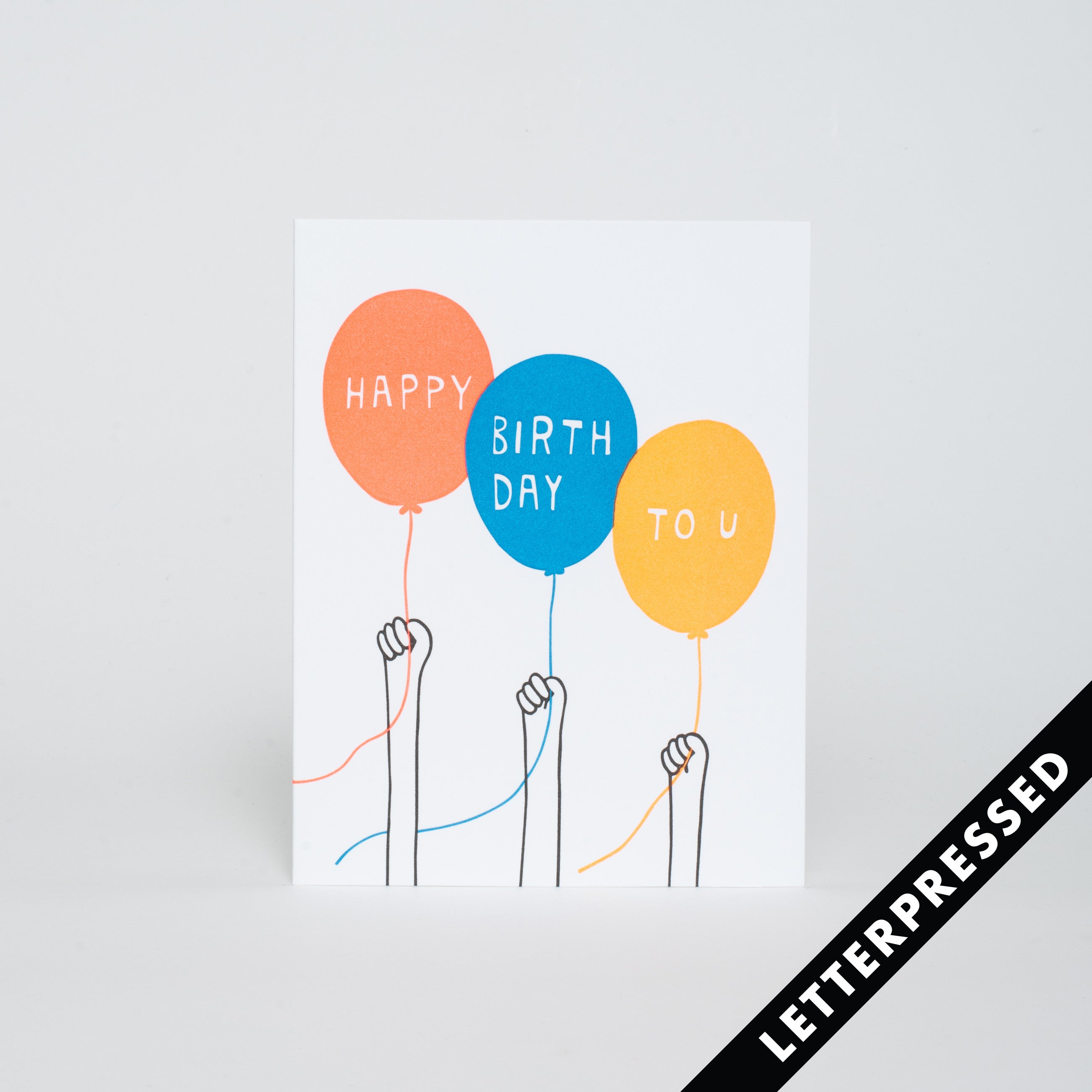 Birthday Balloons Letterpress Greeting Card