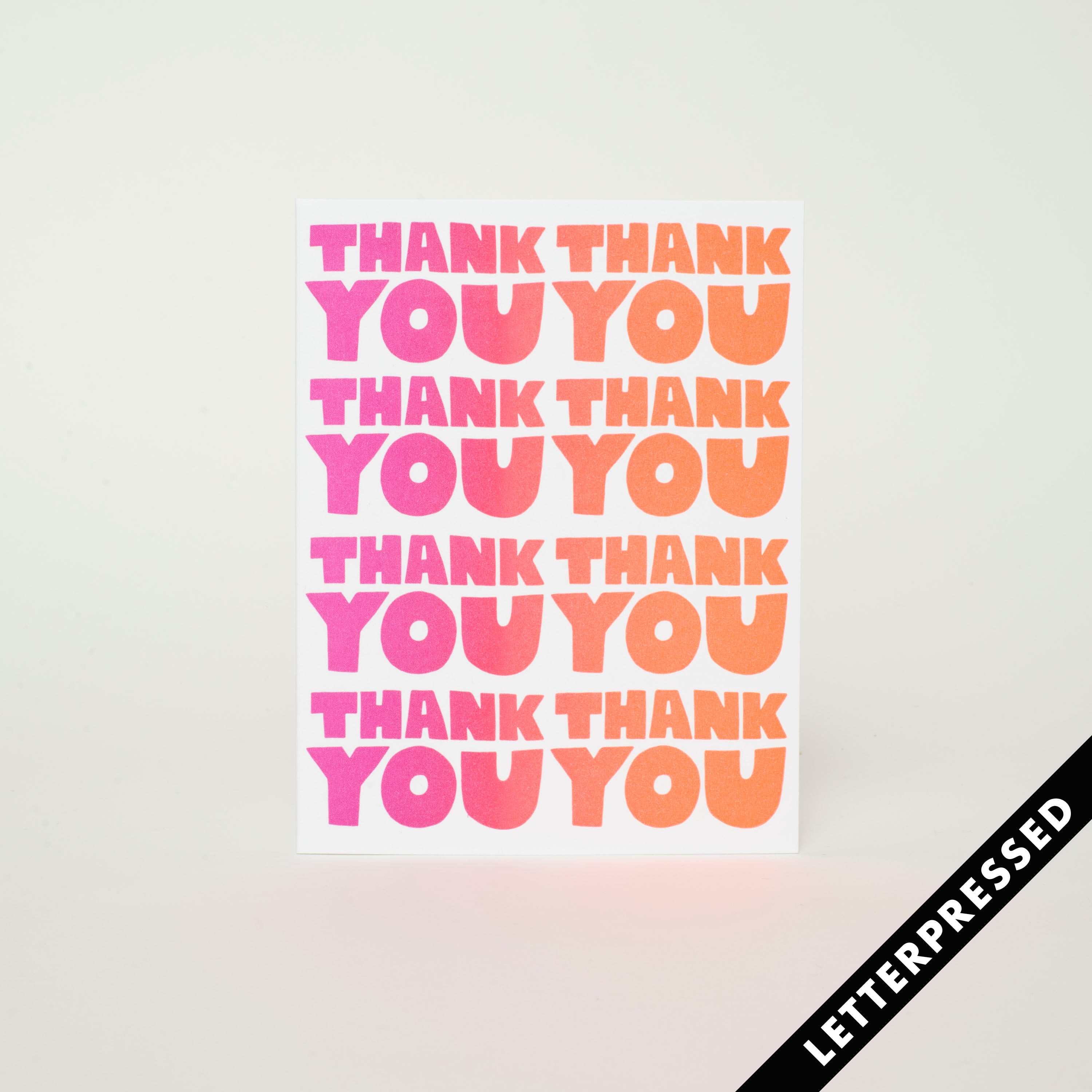 Thank You On Repeat Letterpress Greeting Card