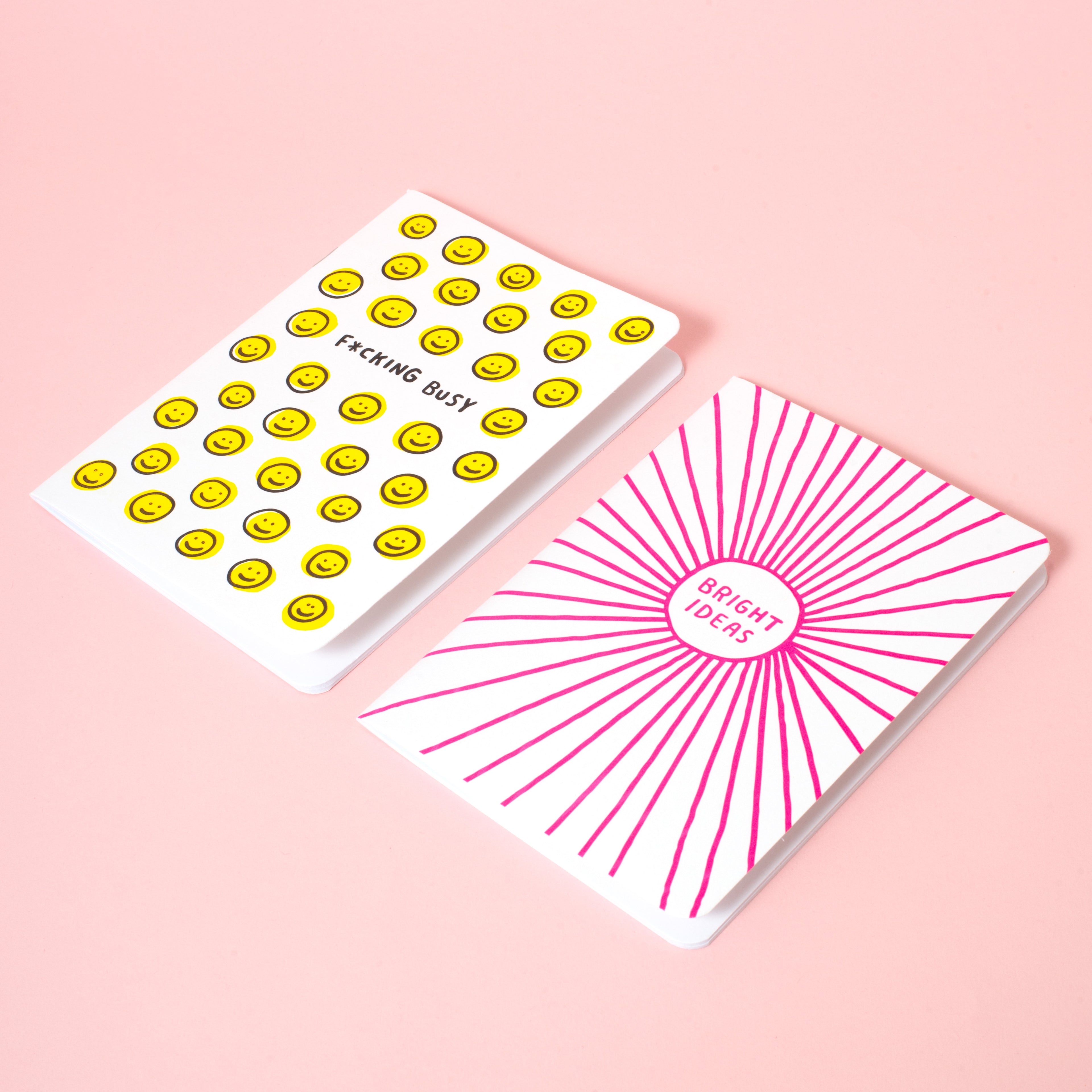 B6 Softcover Blank Notebook 2-Pack: Busy & Smiles