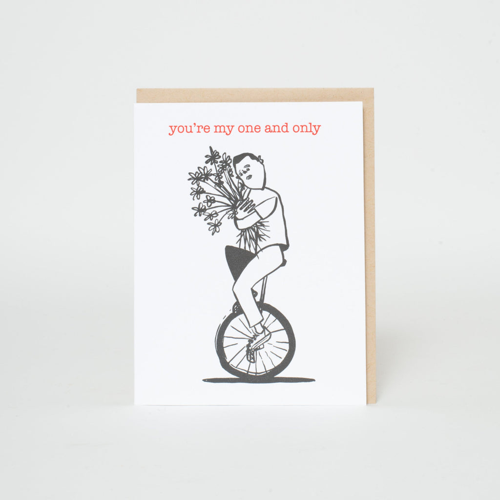 One and Only Unicycler Letterpress Greeting Card
