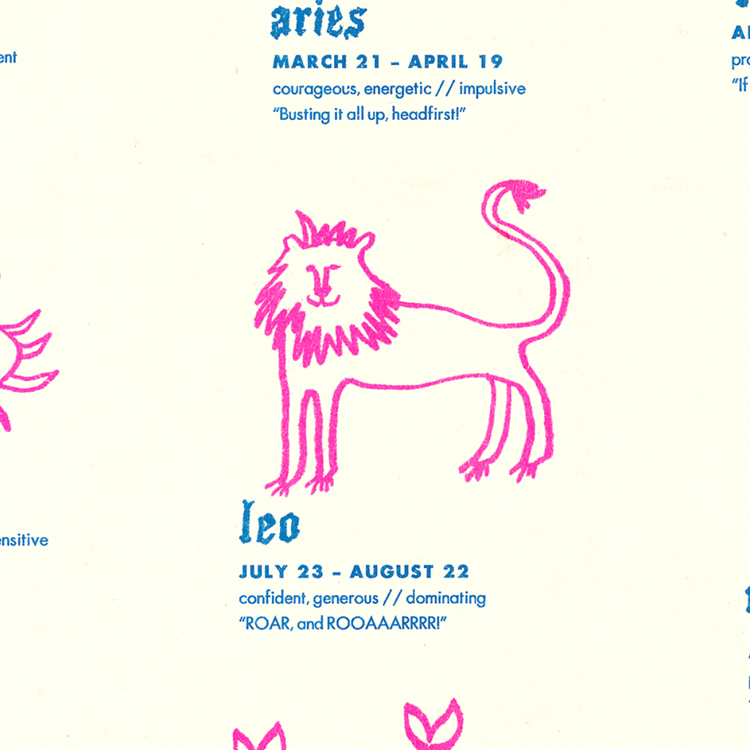 Zodiac Signs Art Poster Risograph Print