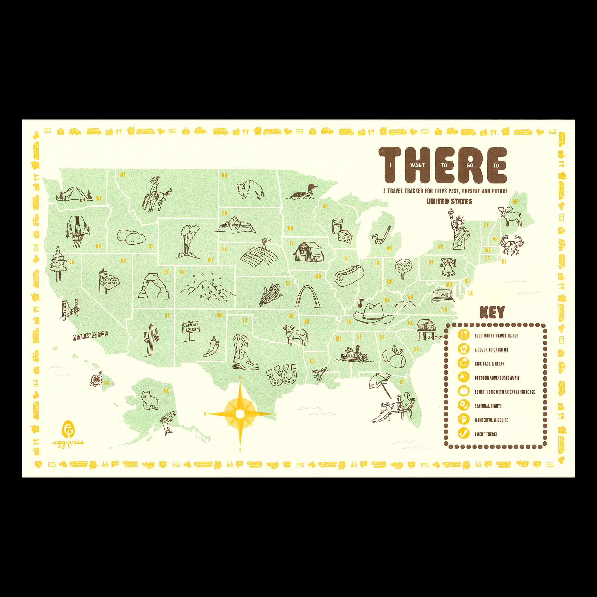 United States Interactive Travel Map & Postcard Set