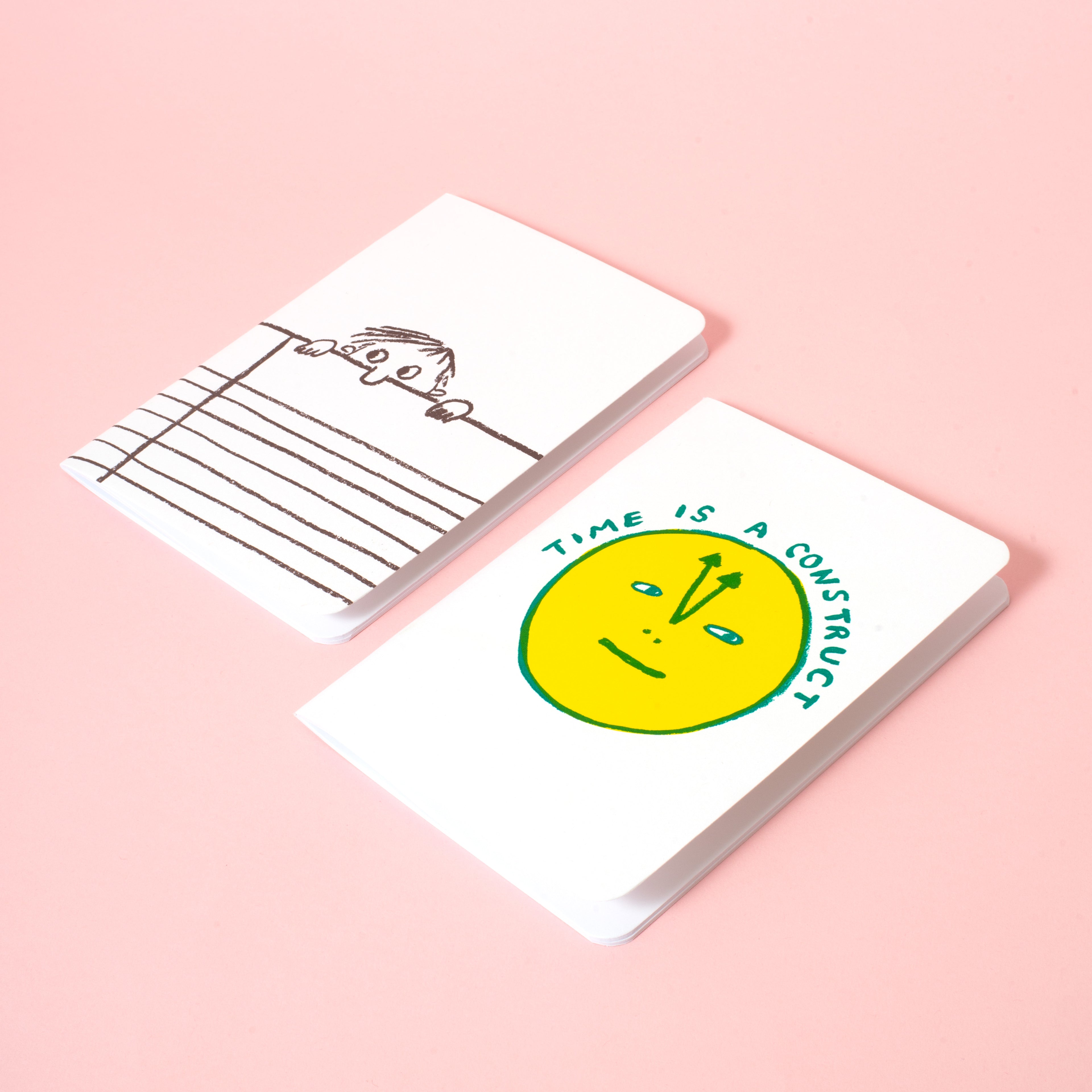 B6 Softcover Blank Notebook 2-Pack: Time Is A Construct & Nosy Guy