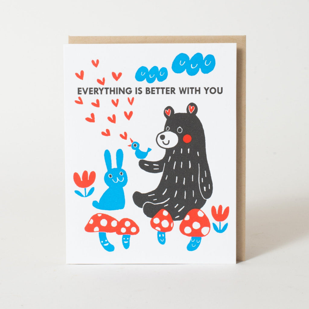 Better With You Bear Love Letterpress Greeting Card