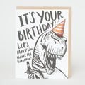 T-Rex Birthday Letterpress Greeting Card