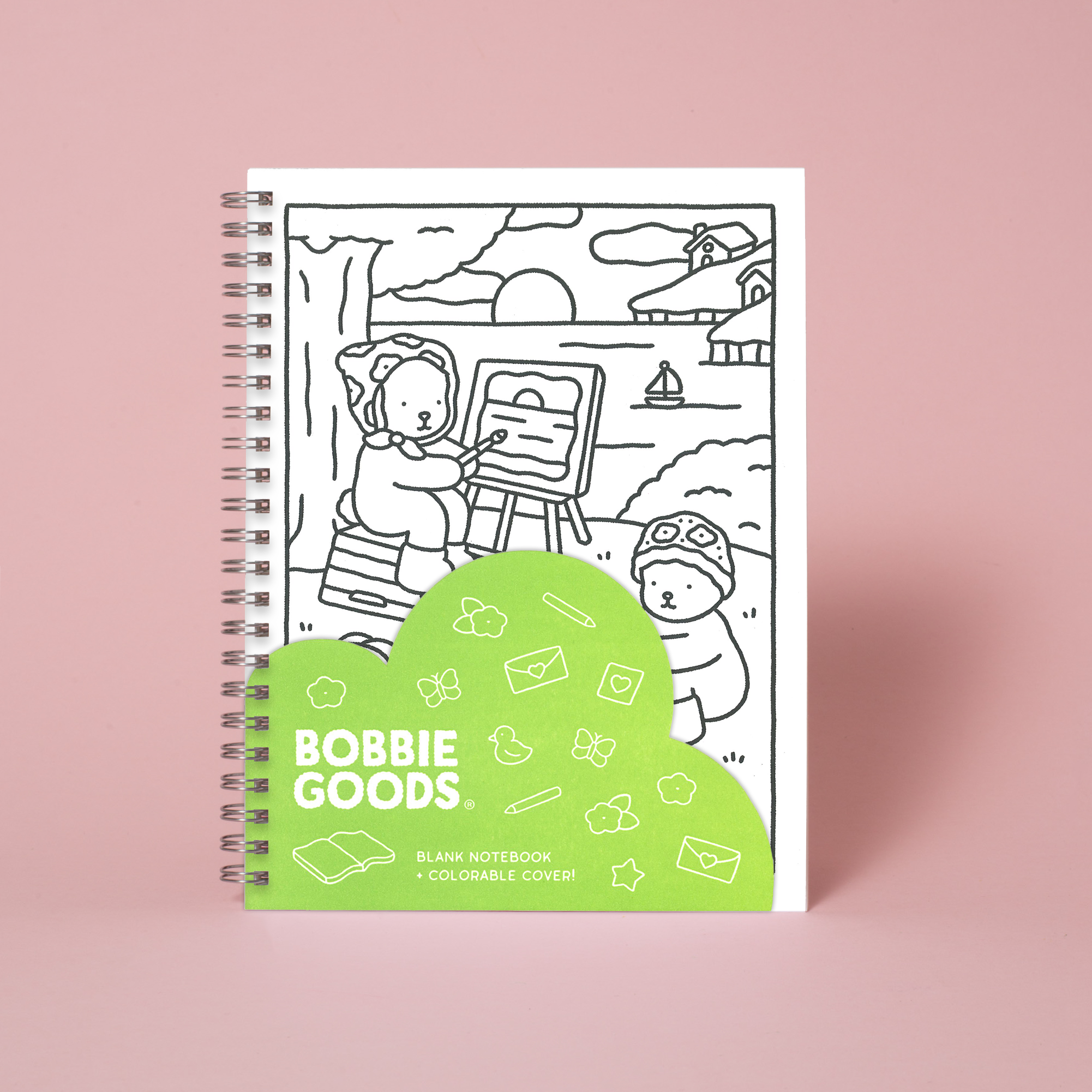 6 x 8" Spiral Blank Notebook - Seaside Coloring Scene Cover