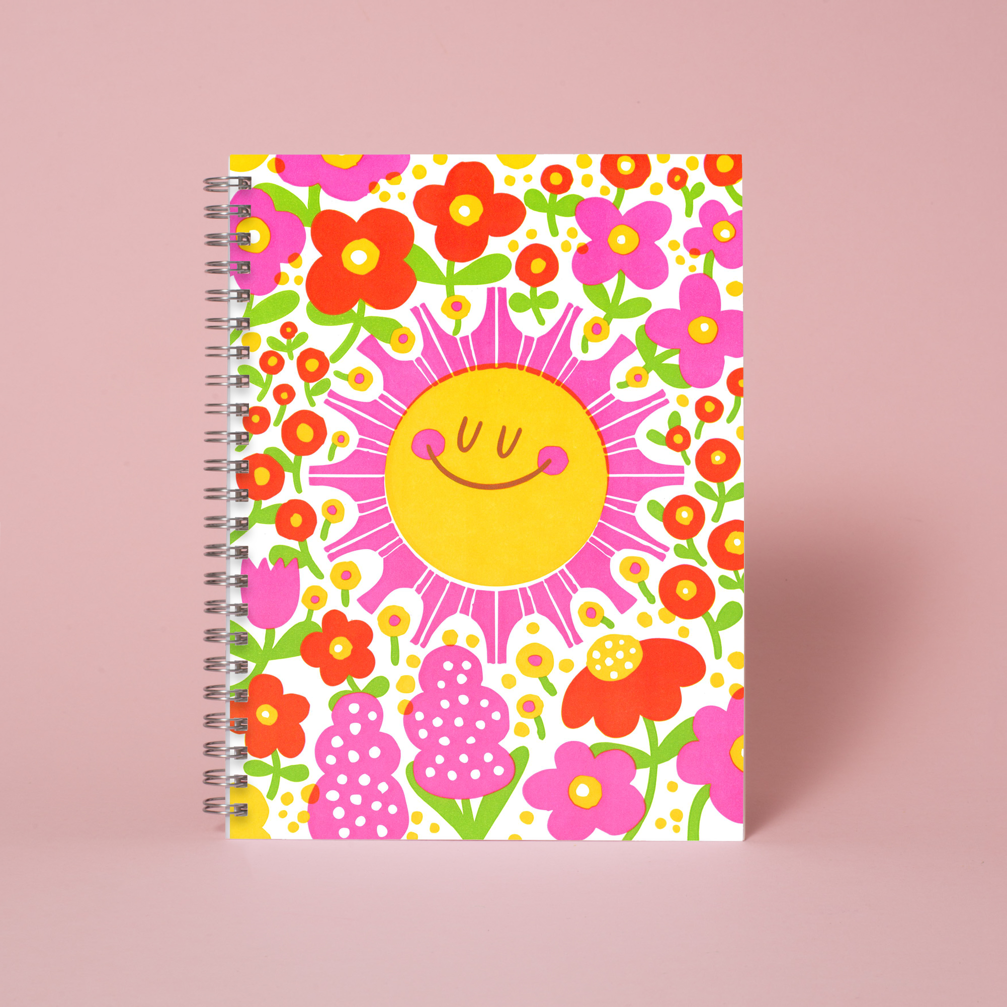 6 x 8" Spiral Blank Notebook - Sunshine & Flowers