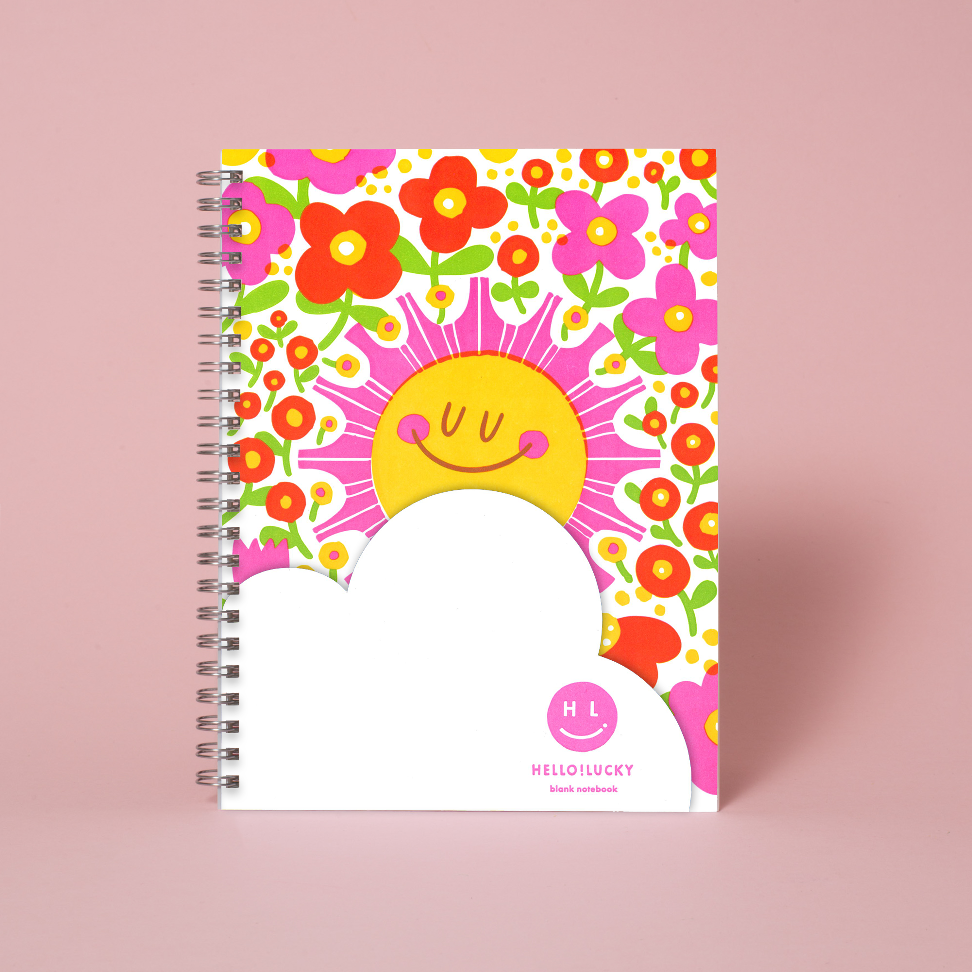 6 x 8" Spiral Blank Notebook - Sunshine & Flowers