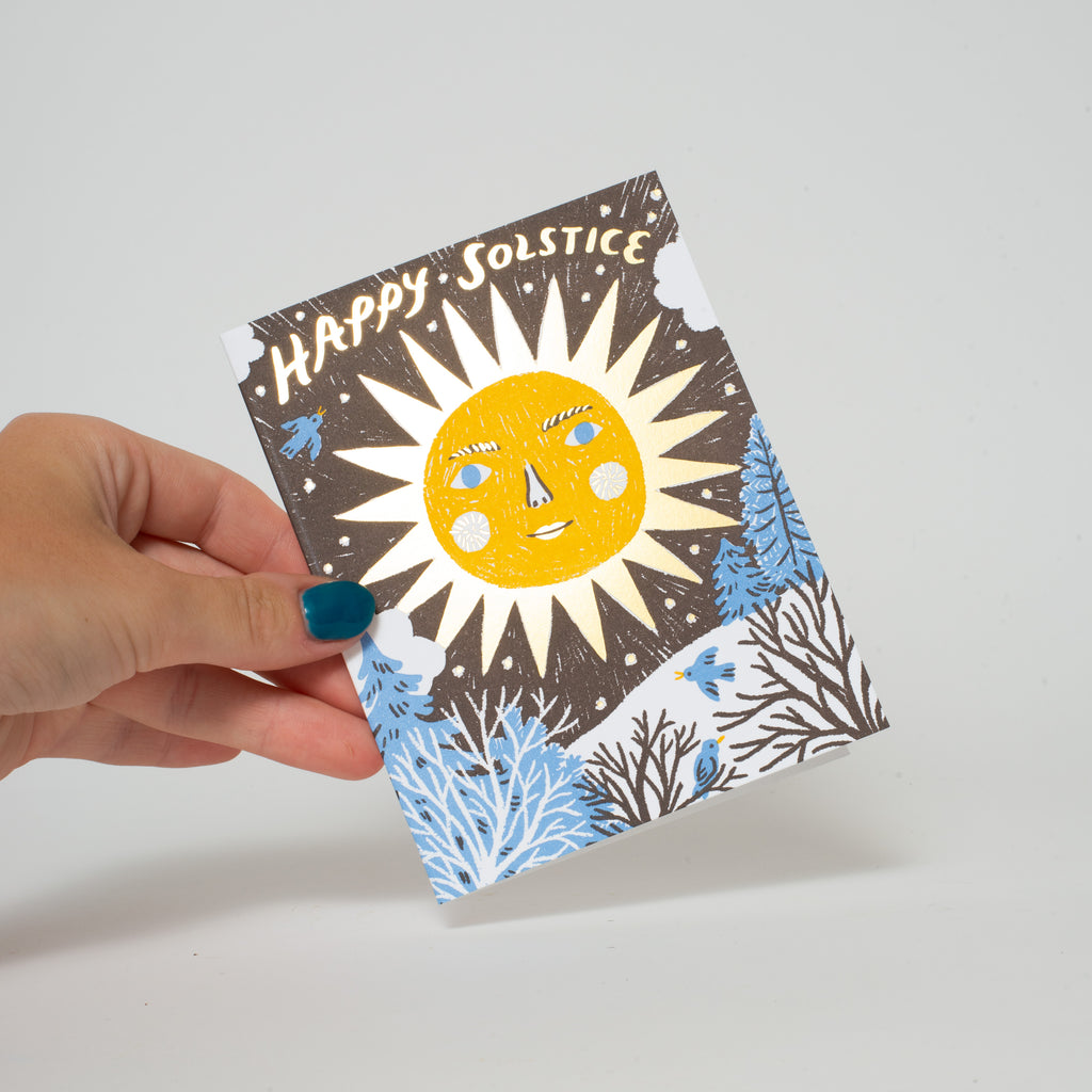 Solstice Sun Holiday Letterpress Greeting Card