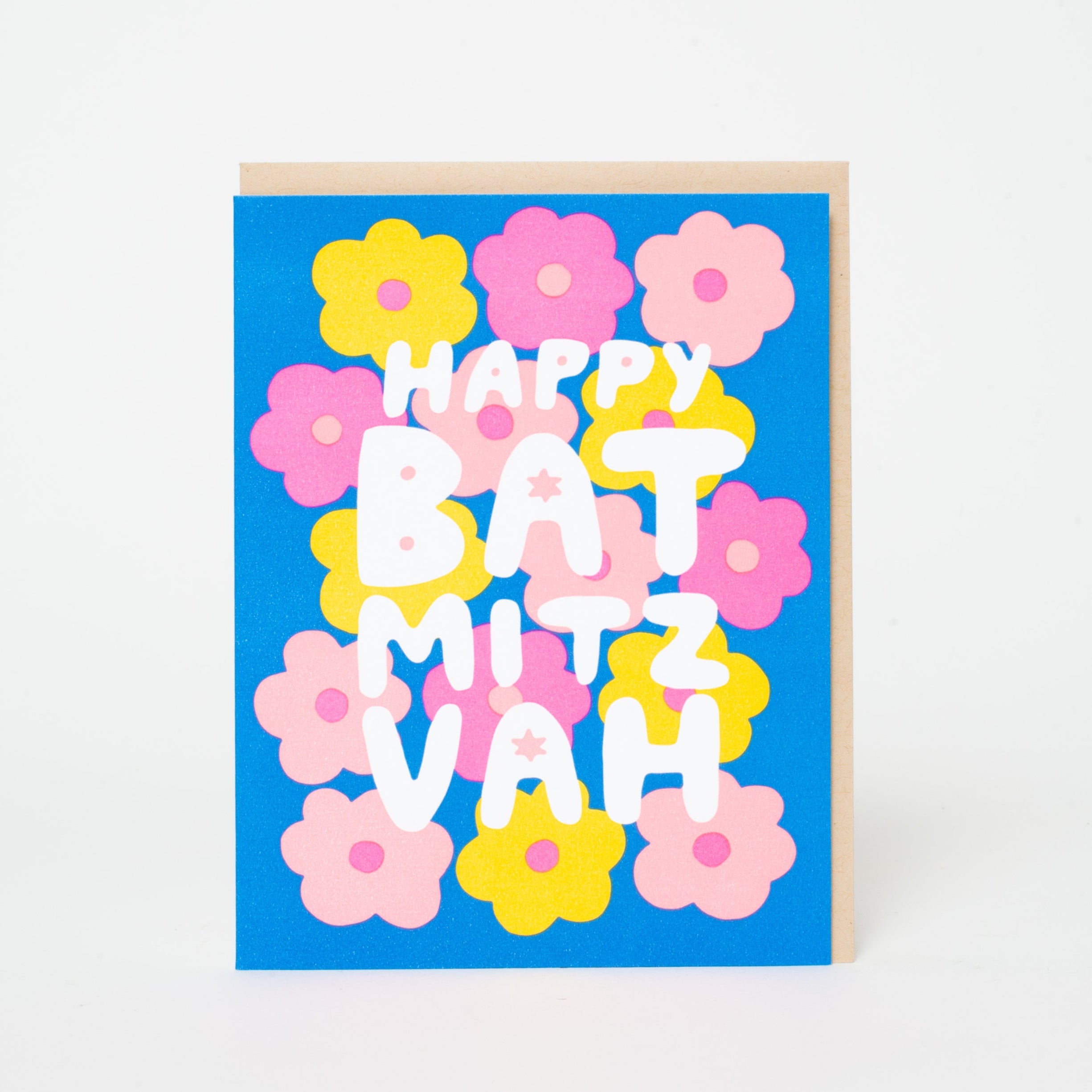 Bat Mitzvah Flowers Letterpress Greeting Card