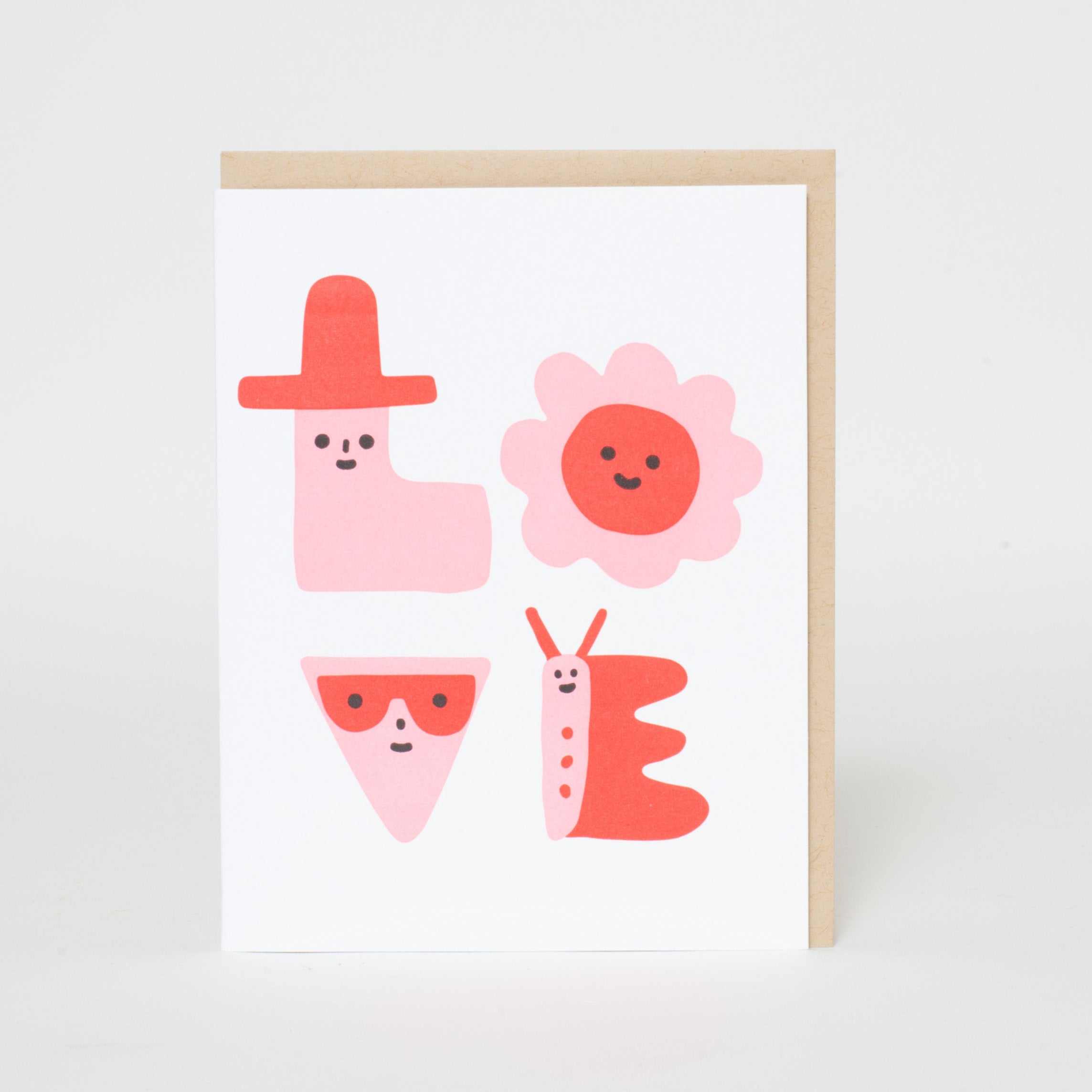 LOVE Characters Letterpress Greeting Card