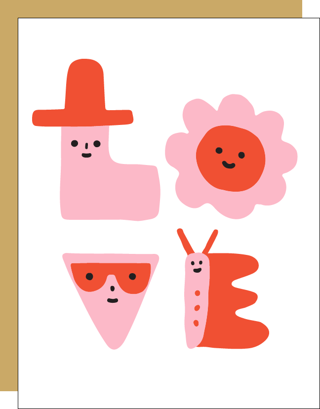 LOVE Characters Letterpress Greeting Card