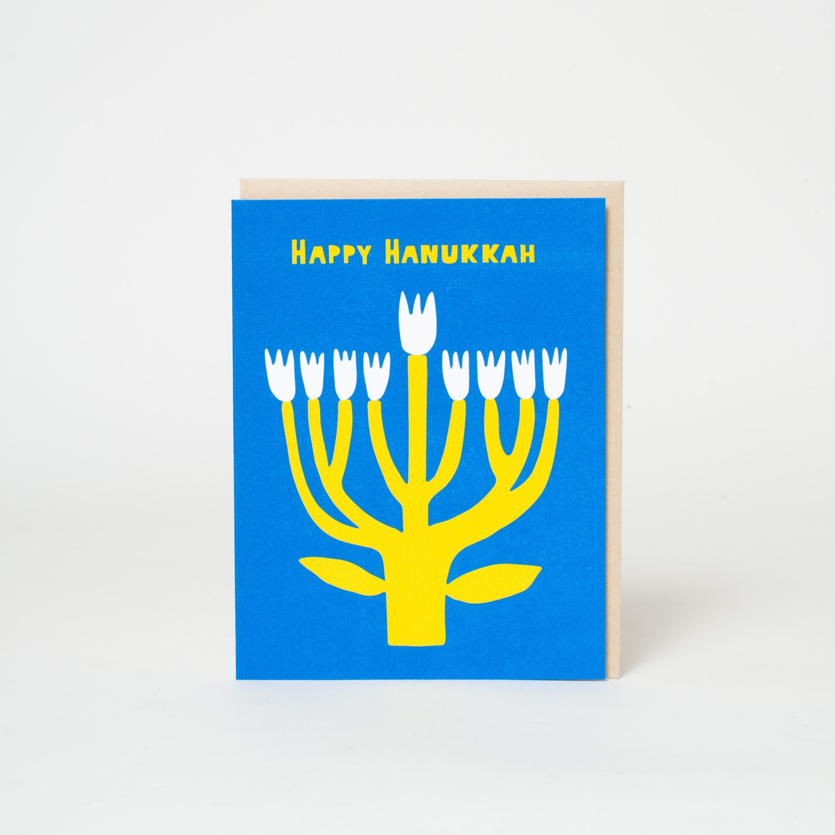 Flower Menorah Hanukkah Letterpress Greeting Card